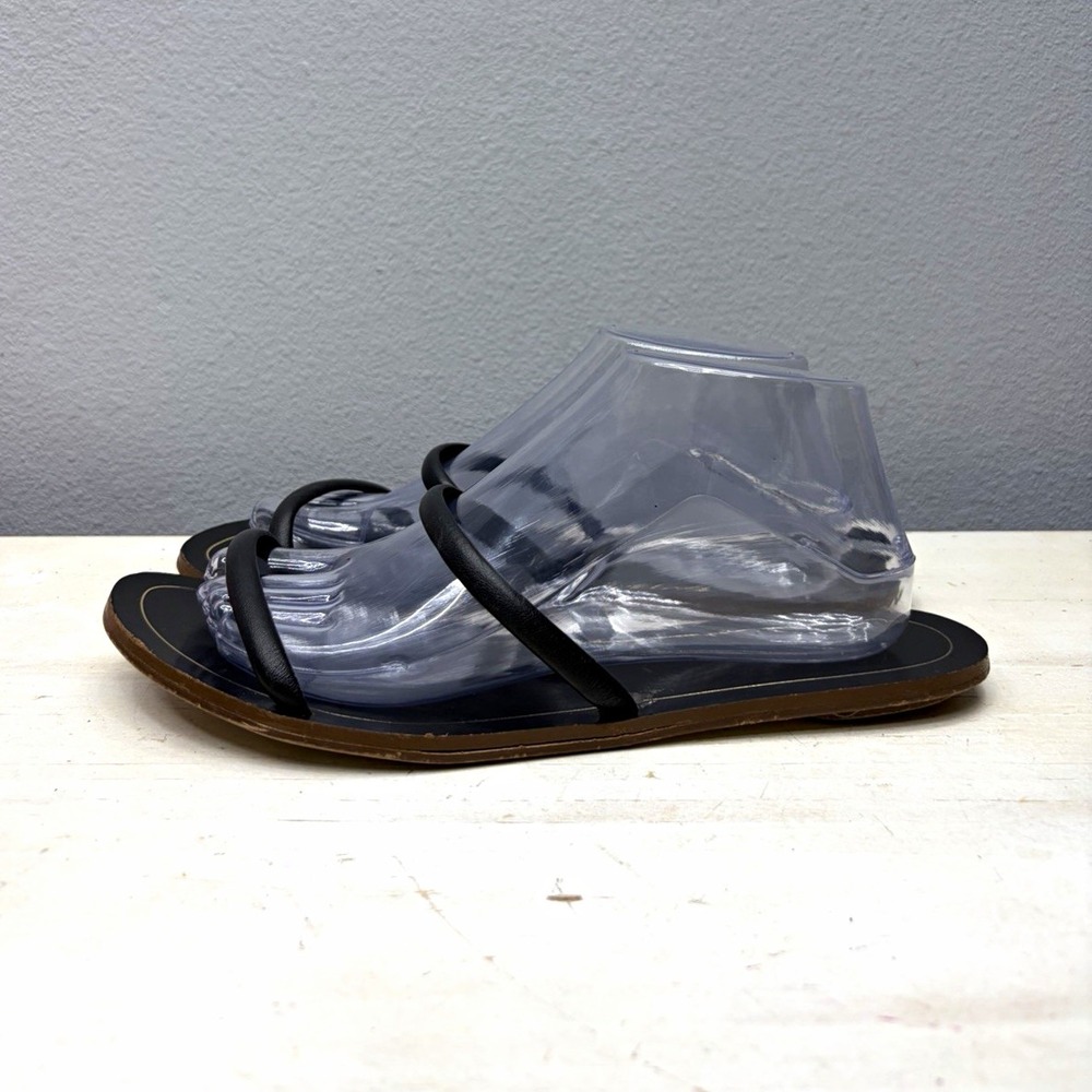 J.CREW Black Leather Minimalist Slide Sandals Size 10